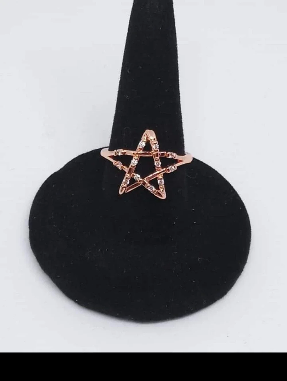 Rose Gold Plated Star Outline Ring with CZ Accents - Women Jewelry